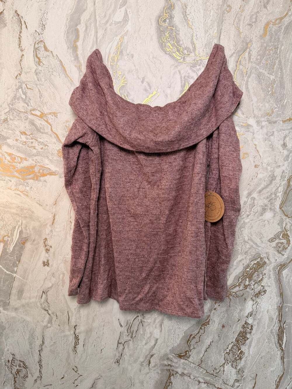 Parallel Skies Mauve Off The Shoulder Long Sleeve Knit Top Sweater